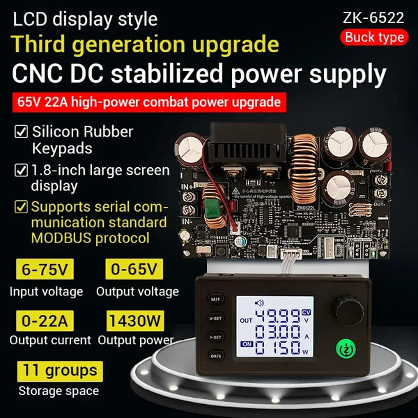 22A 1400W Buck Converter CC CV Step-Down Module LCD Adjustable Regulated Stabilized Voltage Power Supply 5V 12V 24V 36V 48V
