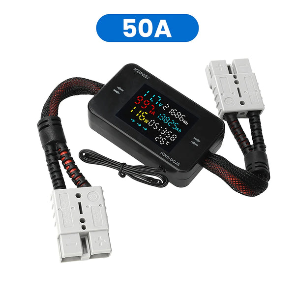 KWS-DC26 Digital Voltmeter Ammeter DC8-80V Power Energy Meter Color Screen Electric Vehicle Battery Charging Detector 0-50A