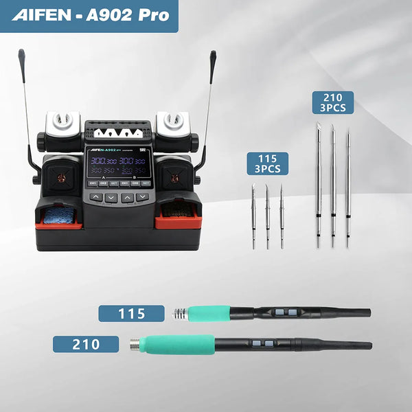 AIFEN A902PRO Soldering Station C115 C210 C245 Double Station Welding Rework Station For Cell-Phone PCB IC Repair Solder Tools