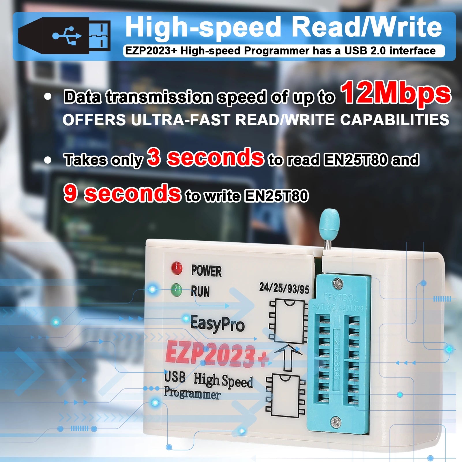 EZP2023+ High-Speed USB SPI Programmer Support 24/25/93/95 EEPROM 25 Flash Bios Chip Support PC Programmer Firmware Upgrade
