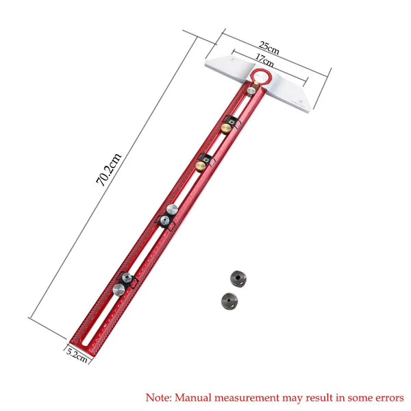 Règle carrée en T HONGDUI MT-2465 PRO Scriber Marquage Jauge de positionnement de trou en alliage d'aluminium