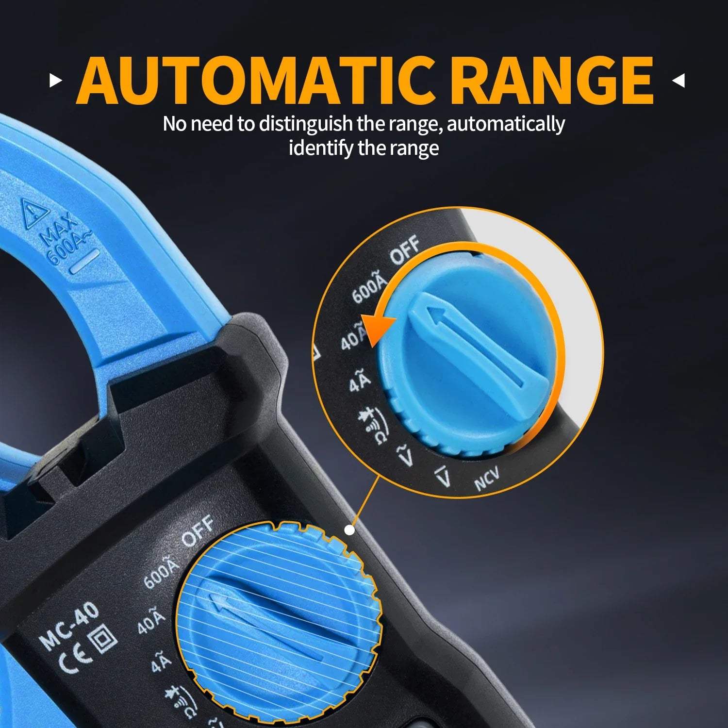 FNIRSI MC-40 Digital Clamp Meter 600A High Current Multimeter AC/DC Voltage 600V Auto Range NCV T-RMS Resis/Diode/ON-OFF Test