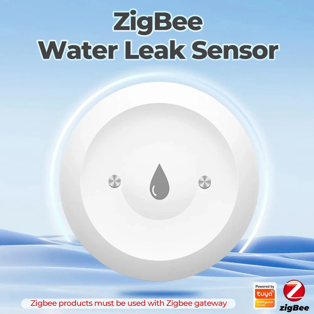 Sensore di rilevamento perdite d'acqua ZigBee3.0, allarme per allagamenti, controllo tramite app, compatibile con gateway Zigbee.