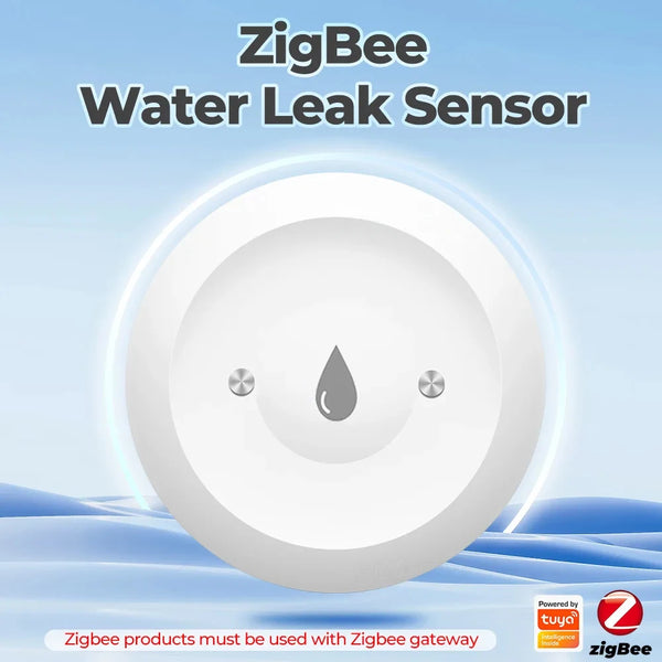 Sensore di rilevamento perdite d'acqua ZigBee3.0, allarme per allagamenti, controllo tramite app, compatibile con gateway Zigbee.