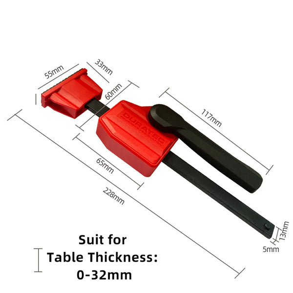 Lot de 2 pinces réglables pour établi, serrage rapide du trou pour chien, jusqu'à 155 lb pour le travail du bois, table à trou pour chien de 20 mm