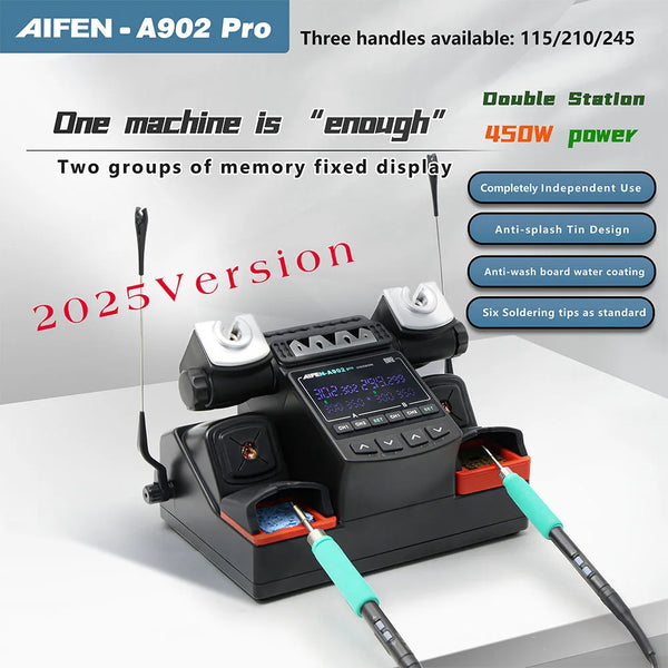 AIFEN A902PRO Soldering Station C115 C210 C245 Double Station Welding Rework Station For Cell-Phone PCB IC Repair Solder Tools