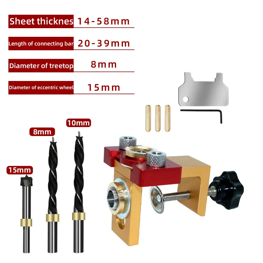 Adjustable 3 in 1 Dowel Jig Drilling Guide Kit Set Positioning Clip Puncher Locator Woodworking Joints Tools for Guide  Dowel