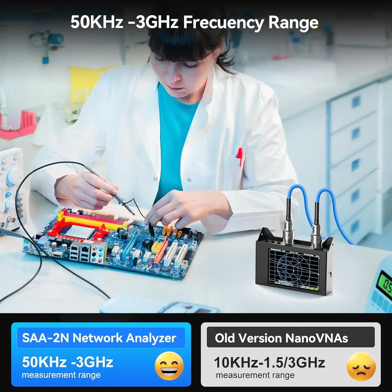 Analisador de antena nanovna SAA-2N vna 50khz-3ghz analisador de rede vetorial lcd de 4 