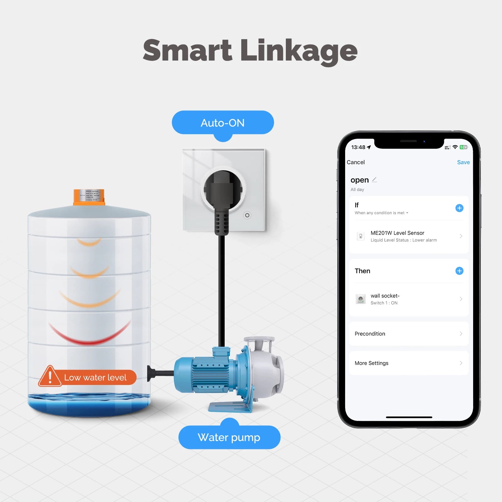 MOES Tuya WiFi/ZigBee Smart Water Level Sensor with APP Alarm Alert, Ultrasonic Tank detail image 5
