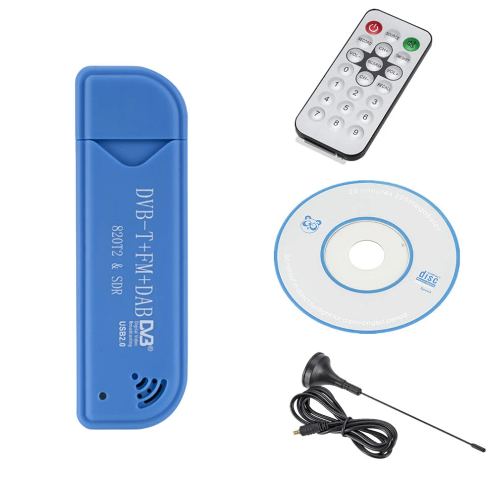 Mini TV Stick portátil 820T2 Digital USB 2.0 TV Stick DVB-T + DAB + FM RTL2832U Compatible con sintonizador SDR Receptor Accesorios para TV