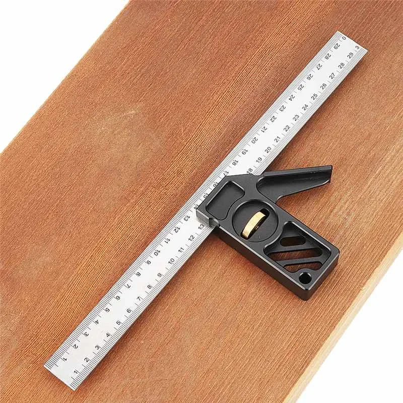 300mm Ruler Adjustable 45 90 Angle Positioning Block Gauge Line Marking Gauge Scriber DIY Carpentry Scribing Measuring Tools