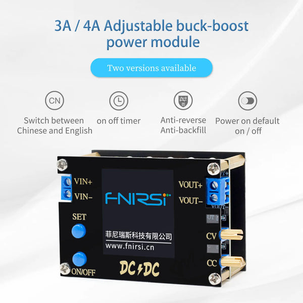 FNIRSI Automatic DC Boost/Down Converter Power Supply Module CC CV 0.5-30V 3A 35W/4A 50W Adjustable Power Supply Voltmeter