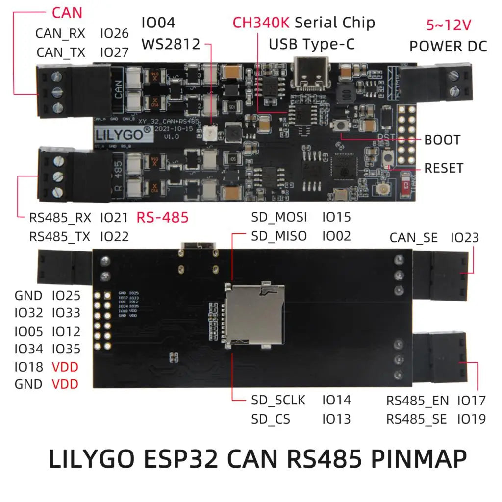 T-CAN485 ESP32 pode RS-485 suporta cartão tf wifi bluetooth iot engenheiro módulo de controle placa desenvolvimento