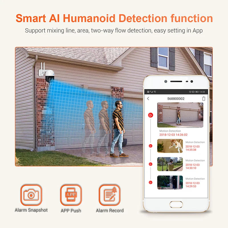 ESCAM QF218 1080P Pan/Tilt AI Humanoid detection Cloud Storage Waterproof WiFi IP Camera with Two Way Audio Surveillance Cameras