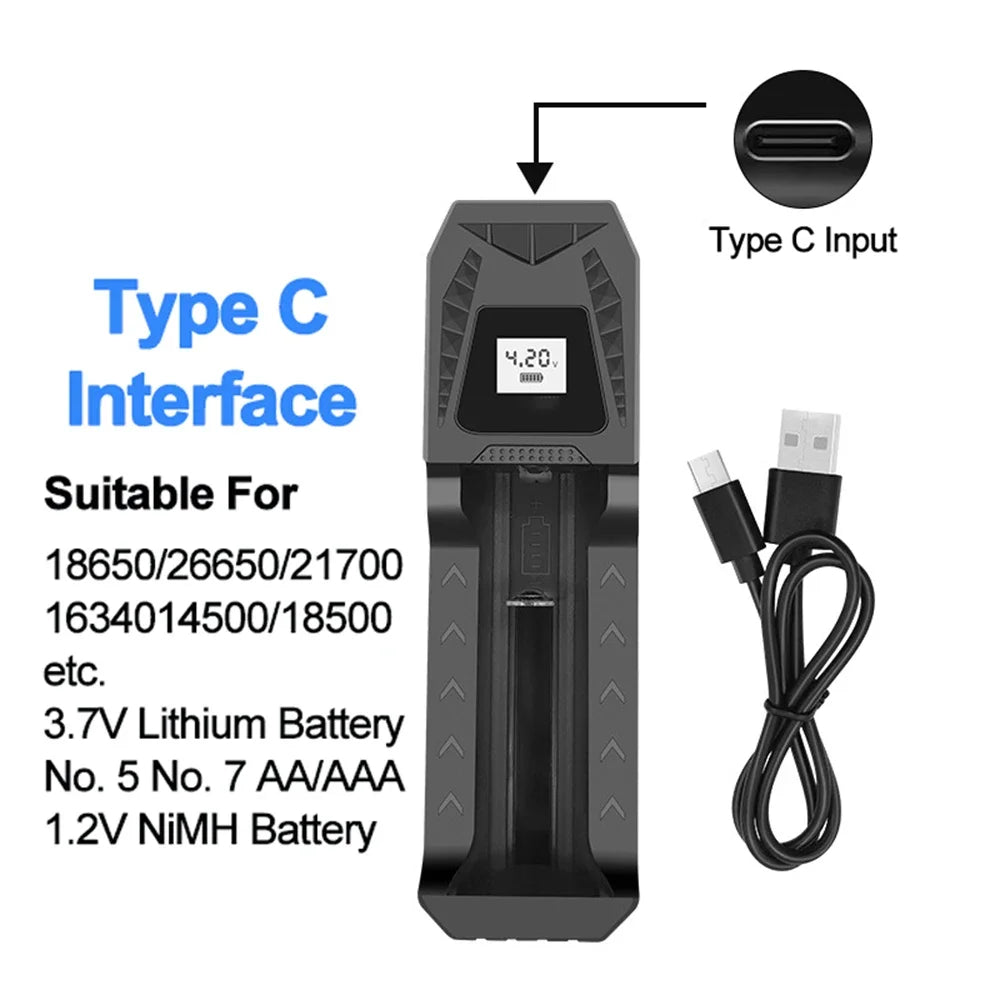 Intelligent LCD Battery USB Charger - 1/2/4 Slots for 18650 4.2V Li-ion & 1.2V Ni-MH AA/AAA Rechargeable Batteries