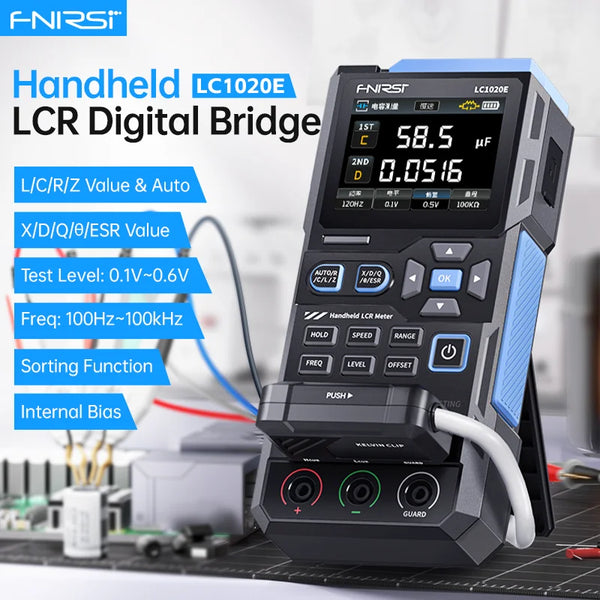 FNIRSI LC1020E Handheld Digital Bridge LCR Meter Auto-Ranging Inductance, Capacitance, Resistance Measurement Tool