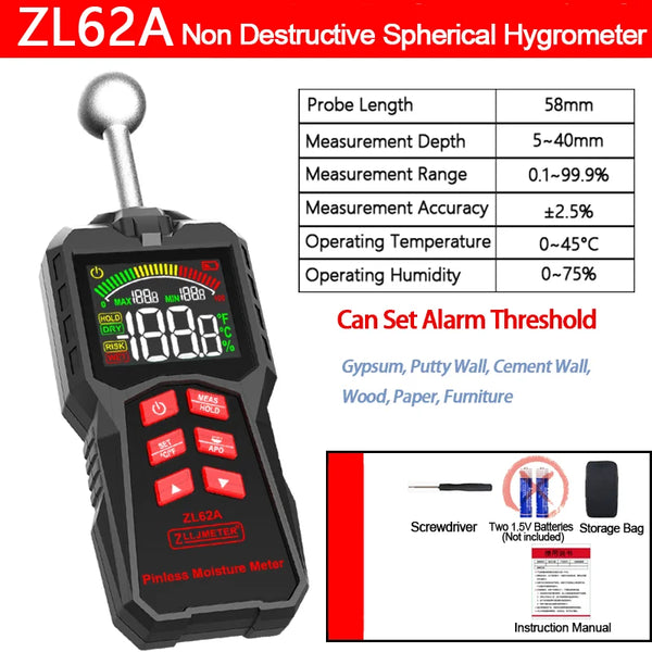 Pinless Wood Moisture Meter Digital Hygrometer Non-contact Timber Damp Detector Wall detail image 7