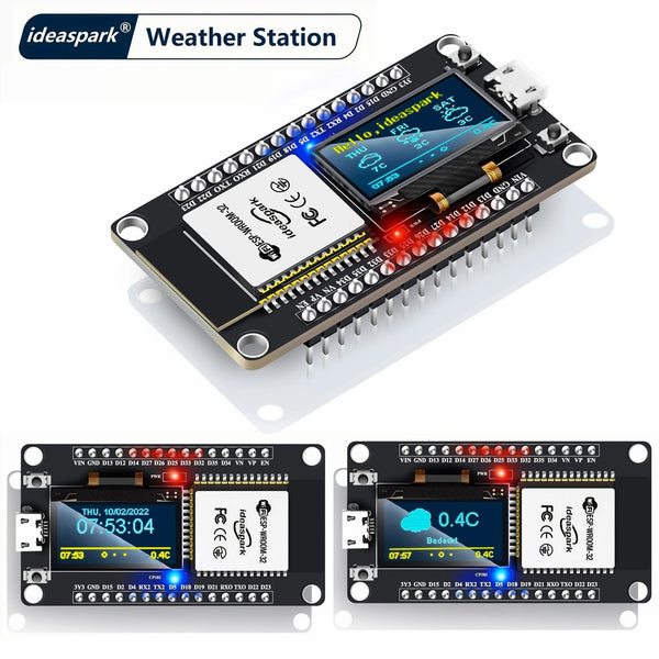ESP32 Weather Station Weather Instrument Kit WiFi+BT Integrated 0.96'' OLED DHT-11 BMP-180 BH1750 Sensor for Arduino IoT Starter