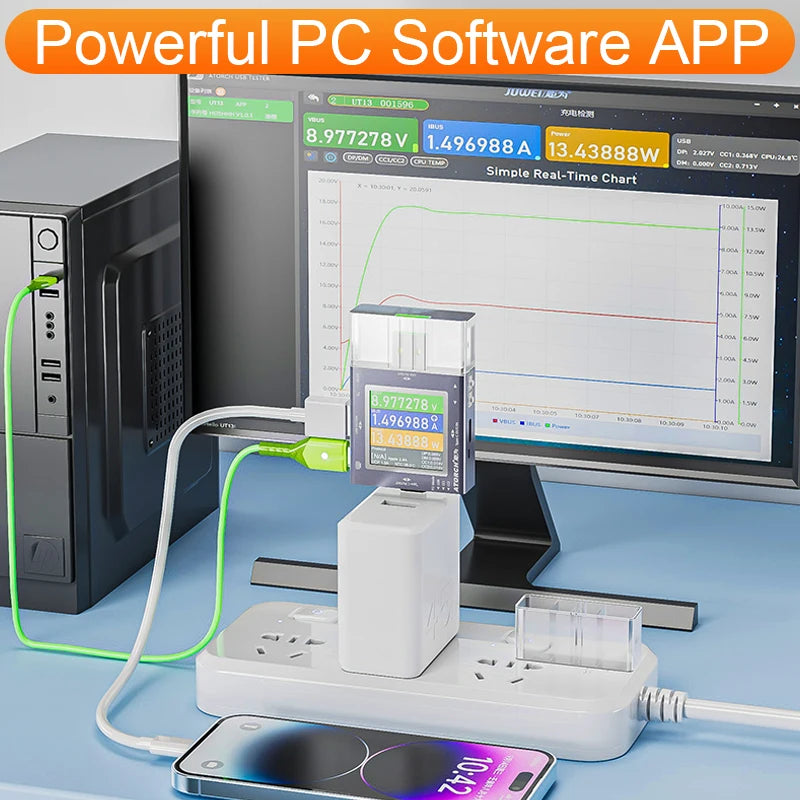 TU13 48V Type-C PD3.0 Fast charging Protocol USB Tester Voltmeter Meter Mobile Phone Charger Capacity Monitor Scalable Features