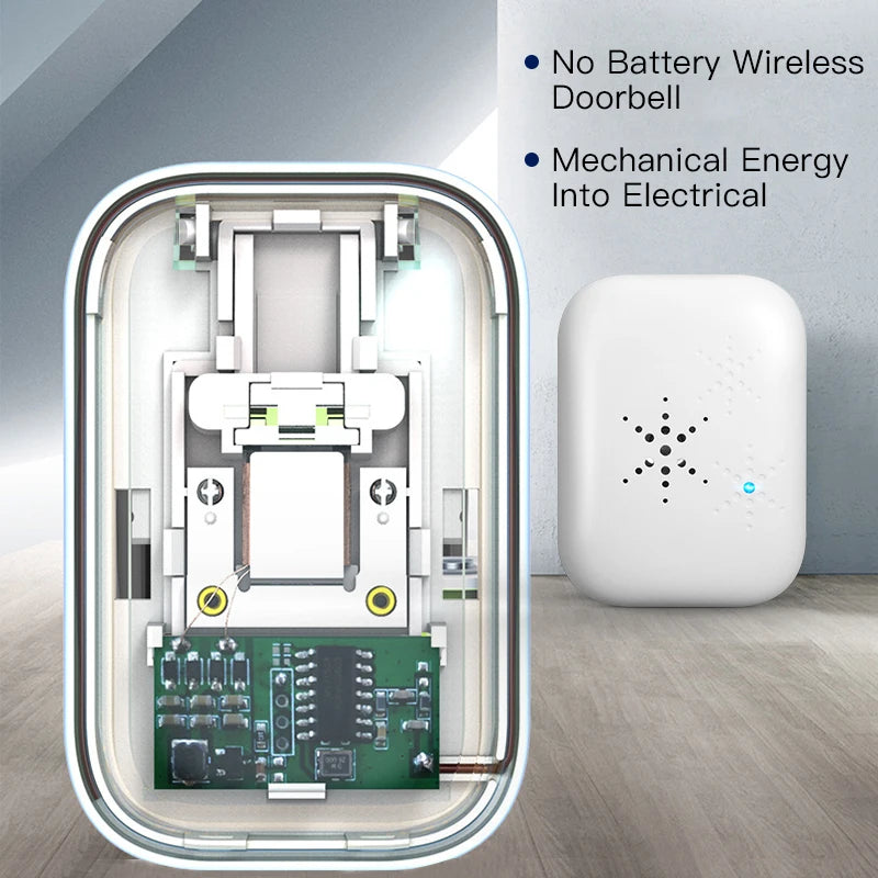 38-Chime 120db Wireless Doorbell with Self-Generating Power Waterproof Remote EU USPlug Kinetic Energy Door Bell for Home Use