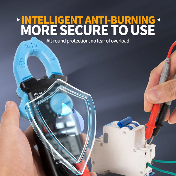FNIRSI MC-40 Digital Clamp Meter 600A High Current Multimeter AC/DC Voltage 600V Auto Range NCV T-RMS Resis/Diode/ON-OFF Test