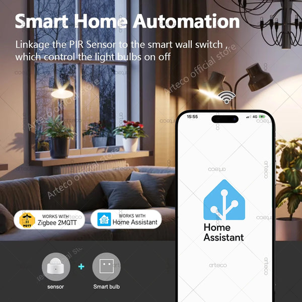 ZigBee Pir Motion Sensor Smart Human Body Sensors Infrared Detector Security Burglar Alarm Sensor Works With Home Assistant Z2M