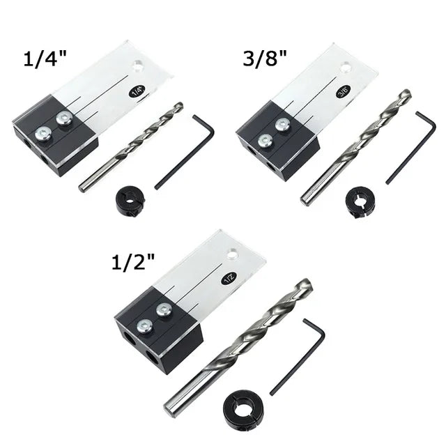 Dowel Drilling Jig Kit Pocket Hole Jig Locator Guide Tool 1/2