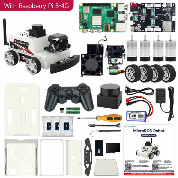 Raspberry Pi 5 ROS2 Robot Car Kit With TOF Lidar Support AI Visual Recognition SLAM Mapping Navigation Electronic Education Set