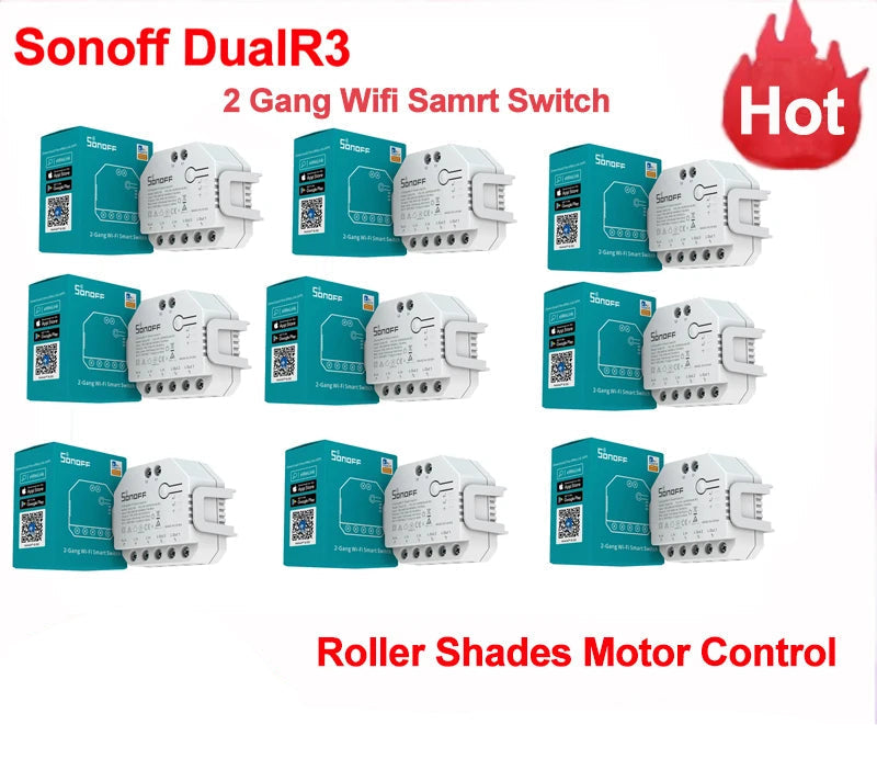 SONOFF Dual R3 2 Gang Wifi Smart Switch Dual Relay Module With Power Metering Smart Roller Shutter Switch Control Via ewelink