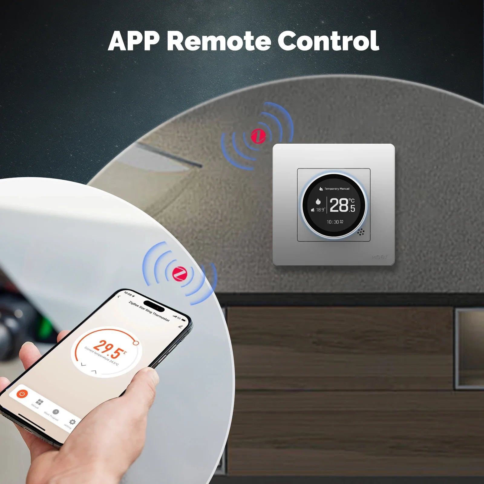 MOES Tuya ZigBee Smart Knob Thermostat Star Ring Series Temperature Controller Water Boiler Electric Heating With Alexa Google