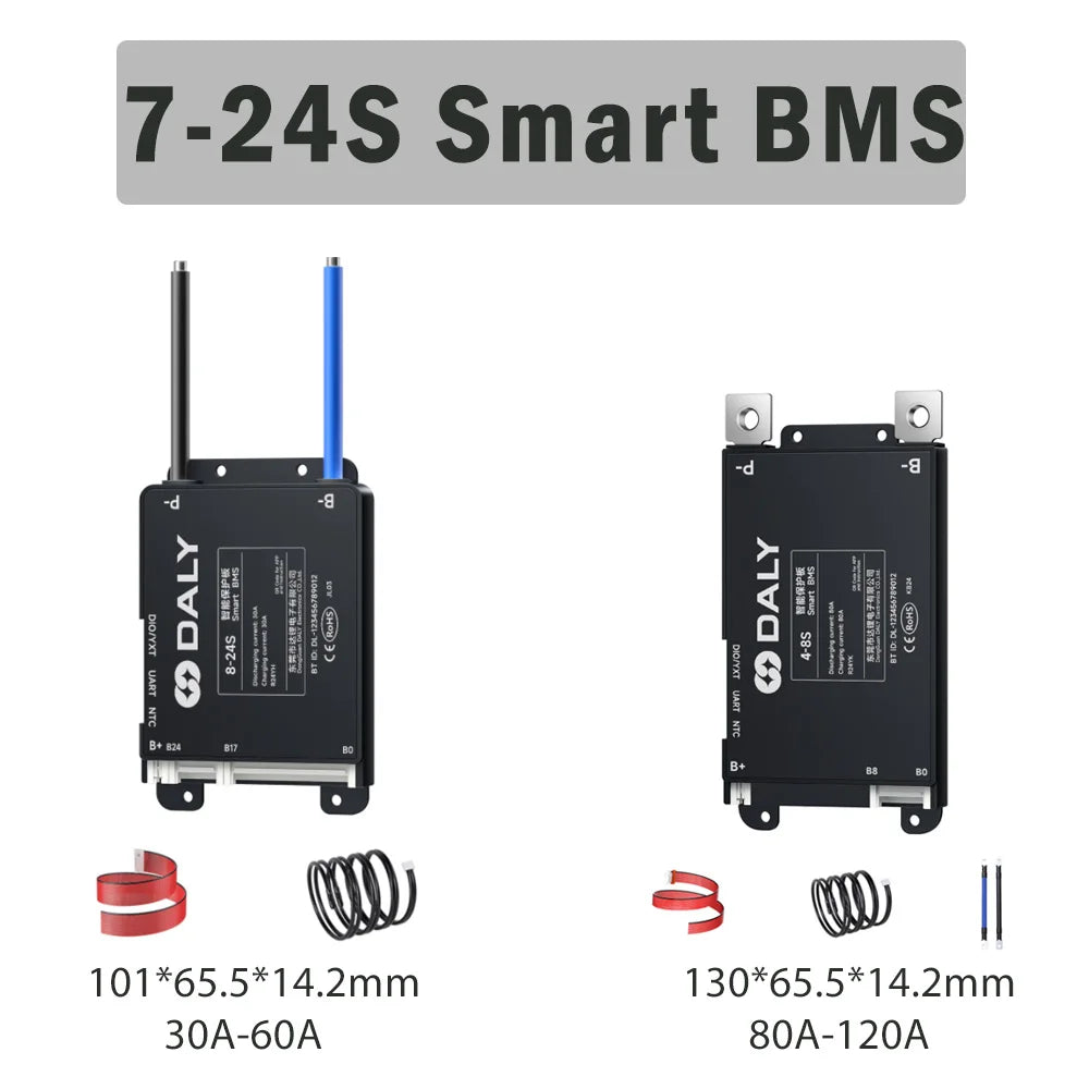 Daly Smart BMS 4S 6S 8S 12S 13S 14S 16S 17S 20S 24S Bluetooth BMS 30A 40A 60A 80A 100A 120A 150A 200A Batería de iones de litio Lifepo4 LTO