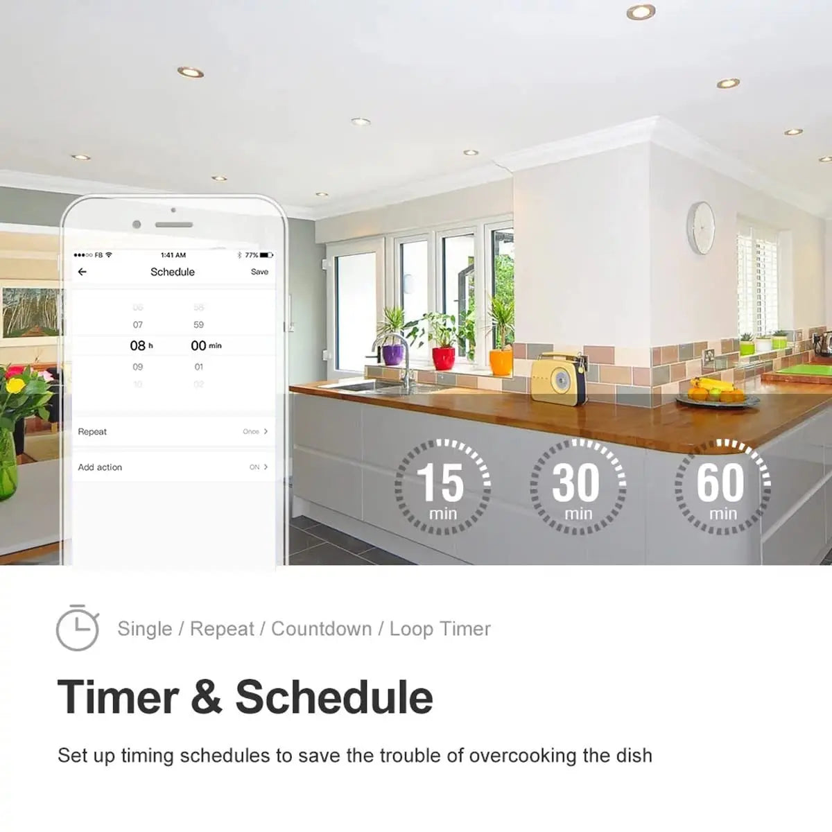 Interruttore relè WiFi intelligente ad alta potenza eWeLink 30A - Controllo remoto wireless tramite APP/Alexa/Google Home | Timer e automazione fai da te | Pl