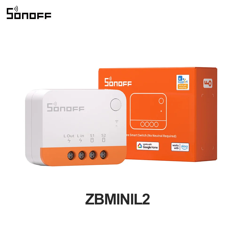 SONOFF ZBMINIL2 Extreme ZigBee Switch No Neutral Wire Required Smart Home Two-Way Control eWeLink Alexa Google Echo Zigbee Hubs