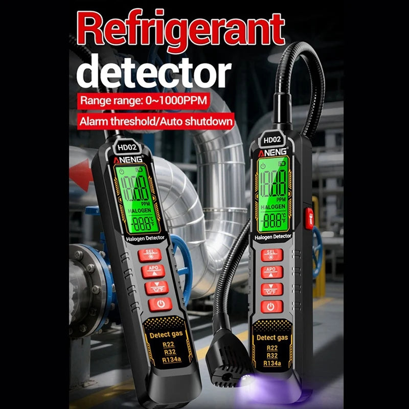 ANENG HD02 Halogen Leak Detector R22/R32/R134a Gas Detector Analyzer Rechargable Refrigerant Gas Air Conditioning Tester Tool