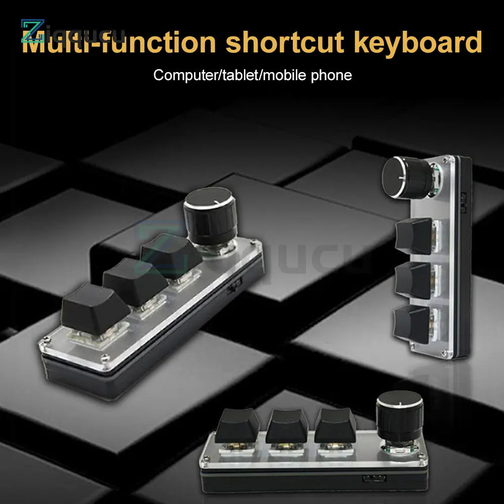 USB Mini 3-Key Keypad Mechanical Gaming Keyboard Programming Macro with Software One-Handed for Class & Office