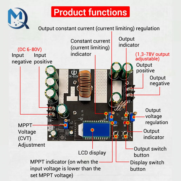 ZK-SJ30 700W High Power Auto Boost Power Module Synchronous Rectifier 30A Solar Charging detail image 9