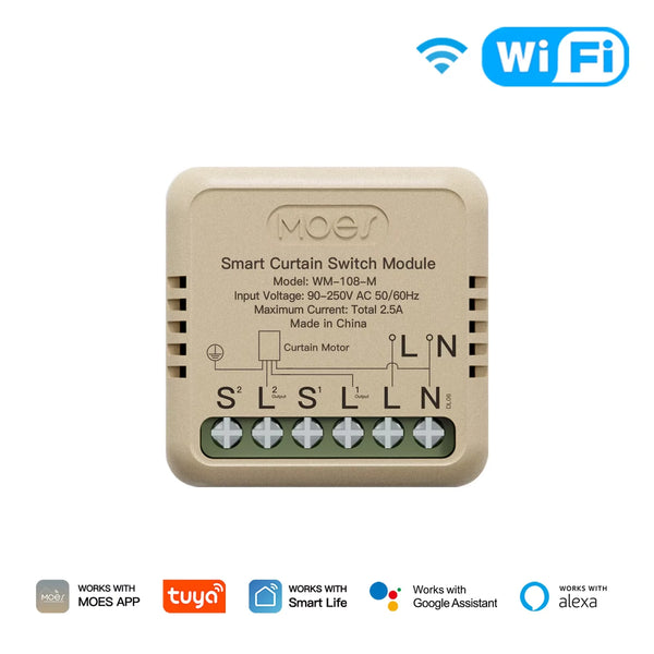 MOES Tuya ZigBee WiFi Mini Curtain Switch Module Smart For Rocker Reset Switch Work With Google Home Alexa App Remote Control