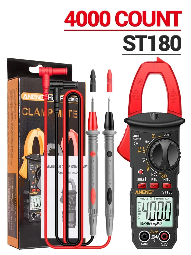 ANENG ST180 Digital Clamp Meter 4000 Counts Ammeter Voltage Multimeter AC Current Tester Car Test Capacitance NCV Ohmmer Tools