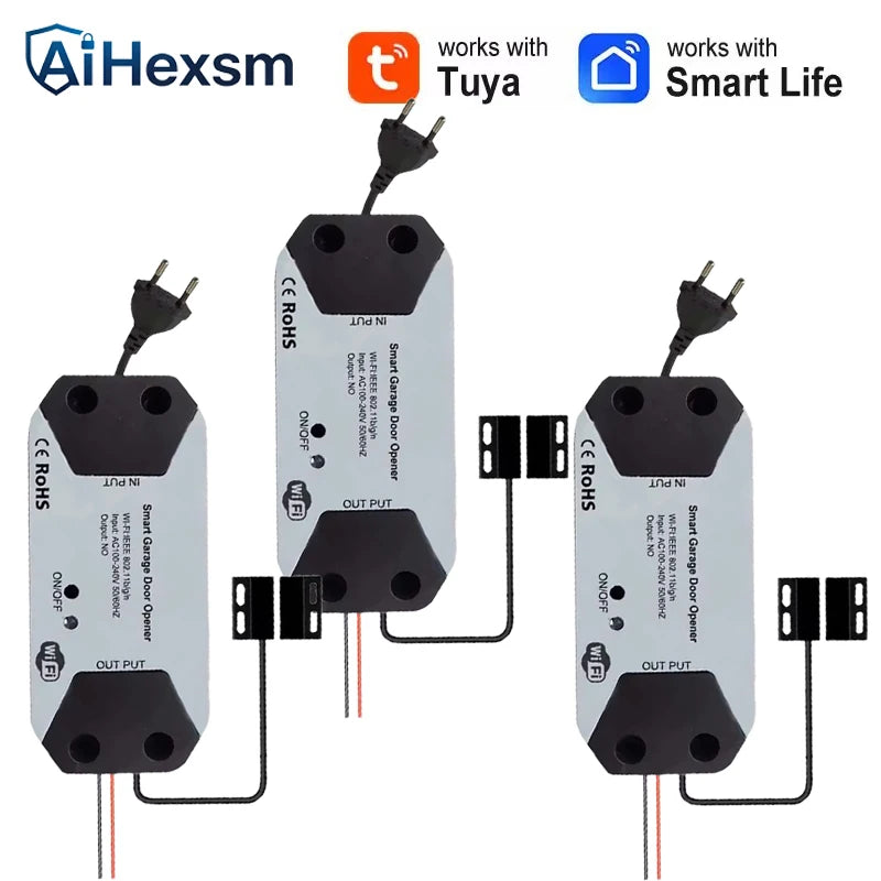 EU plug NEW TUYA WIFI Smart Garage Door Opener Controller Work with Alexa,Google Home,SmartLife,Tuya App Control,No Hub Required