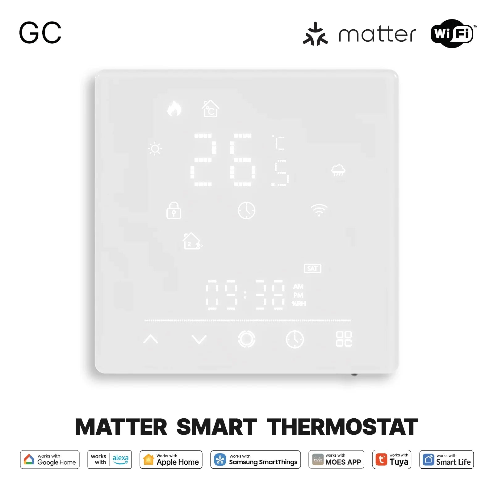 MOES Tuya Matter WiFi Smart Thermostat Temperature Controller Water Boiler Electric Heating With Alexa Google Apple Smartthings