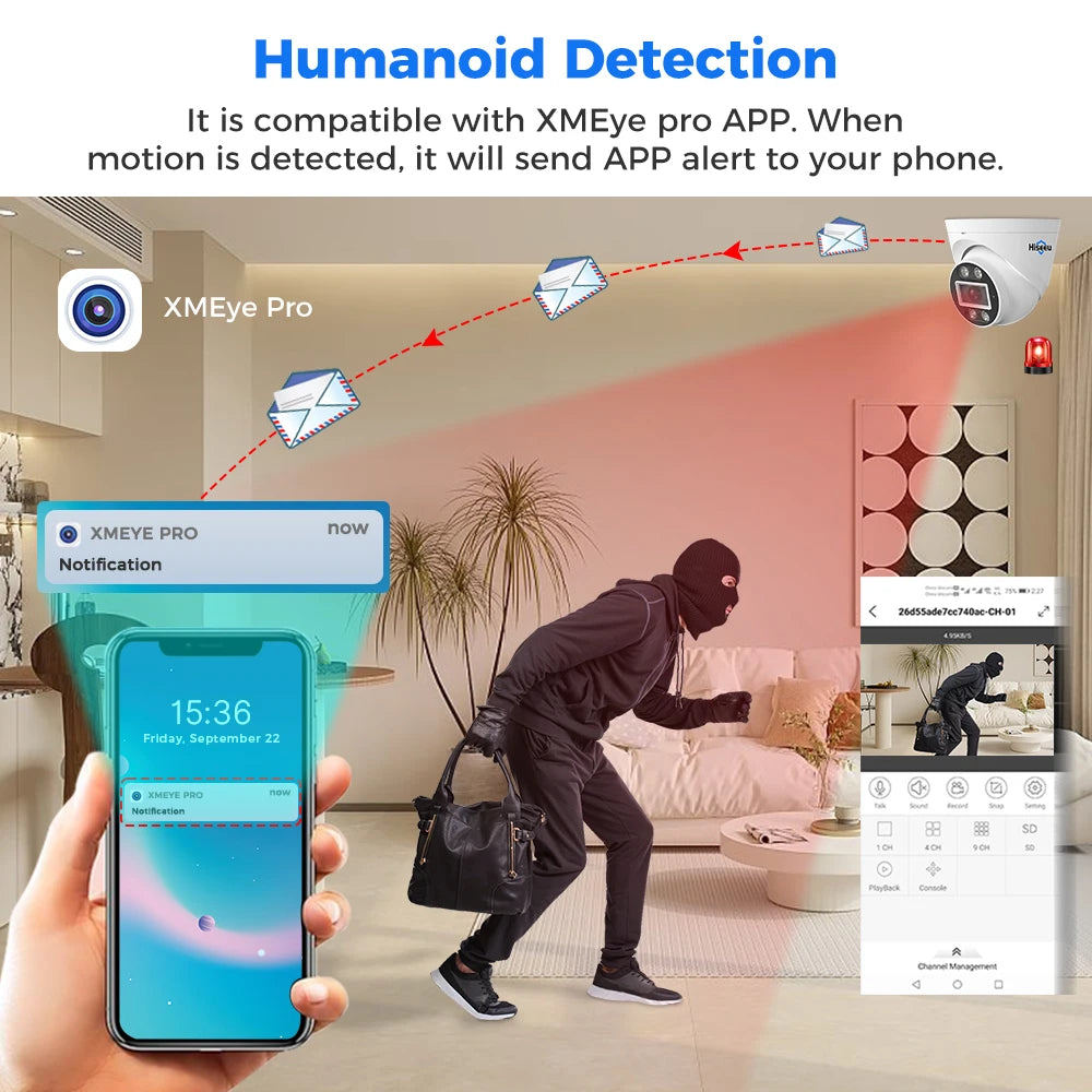 Hiseeu 5MP 8MP 4K POE IP Camera ONVIF CCTV Surveillance Dome Surveillance Camera Two Way Audio Face Detection Night Vision Cam