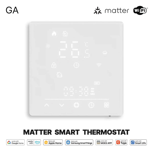 MOES Tuya Matter WiFi Smart Thermostat Temperature Controller Water Boiler Electric Heating With Alexa Google Apple Smartthings