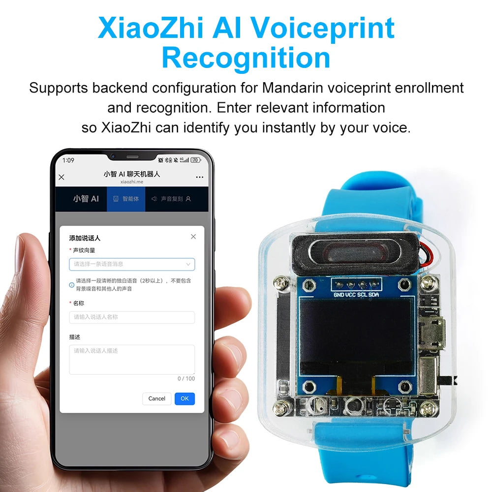 Xiaozhi AI Electronic Voice Watch Kit Artificial Intelligence Conversation ESP32 S3 N16R8 Development Board OLED Screen AI Robot