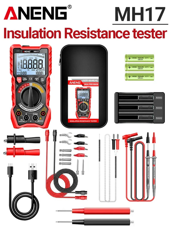 2in1 Insulation Resistance Digital Multimeter Rechargeable MH17 AC/DC Voltage True RMS 19999 detail image 8