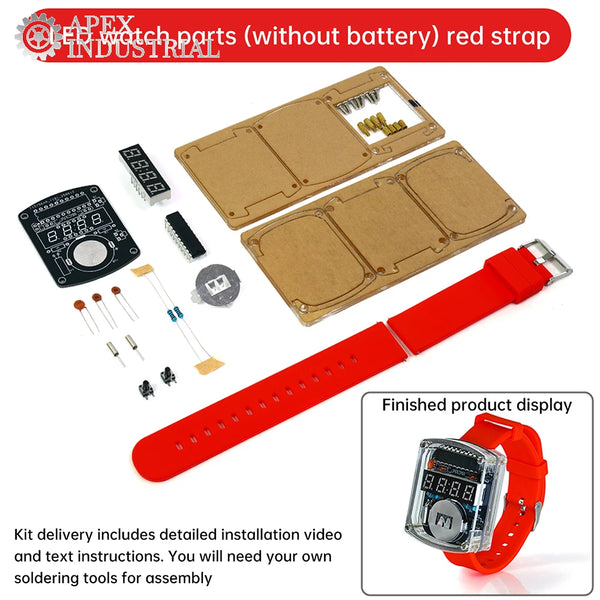 Kit fai da te per orologio elettronico, display digitale a tubo LED, microcontrollore, assemblaggio di circuiti stampati, pratica di saldatura creativa.