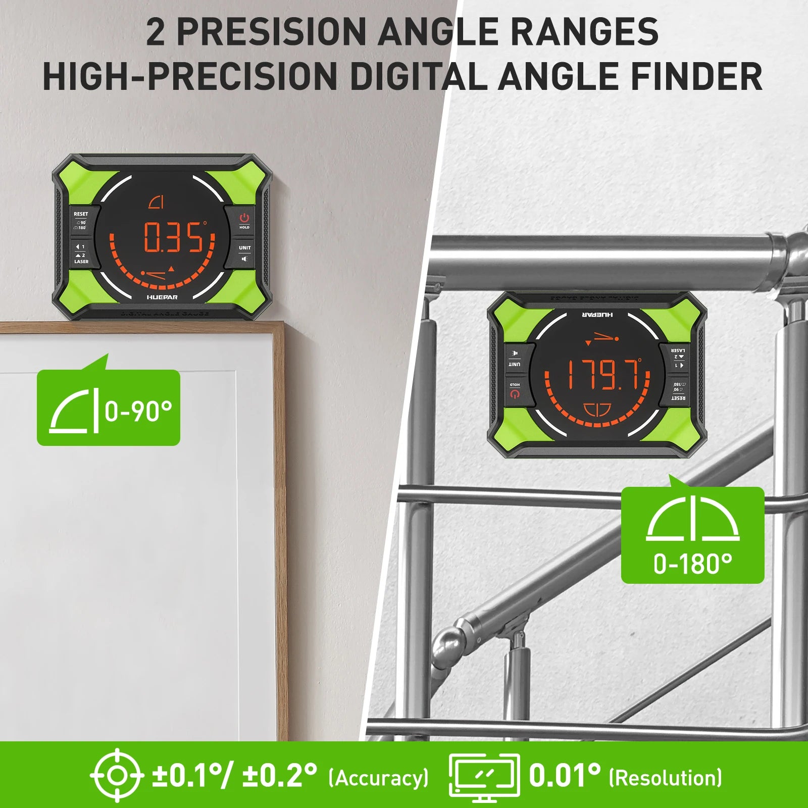 Huepar Digital Angle Gauge AG2L 3-1N-1 Digital Angle Gauge Magnetic with Laser Level detail image 3