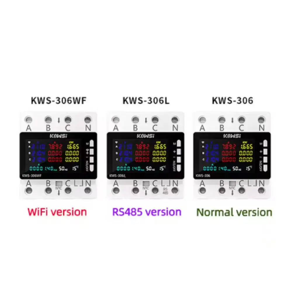 KWS-306 Voltmeter Ammeter Power Meter AC 85-290V 80A 3-phase 4-wire DIN-Rail Meter Power Failure Protection Function