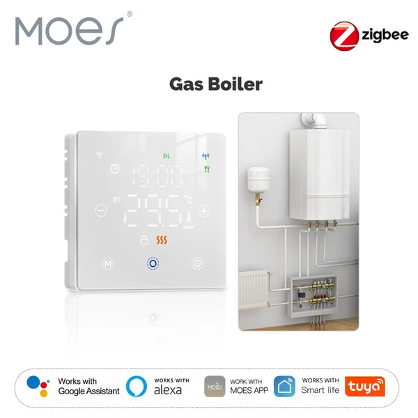 MOES Tuya Smart WiFi/Zigbee Smart Thermostat Low Battery-Powered Gas Boiler Temperature Controller Work with Alexa Google Home