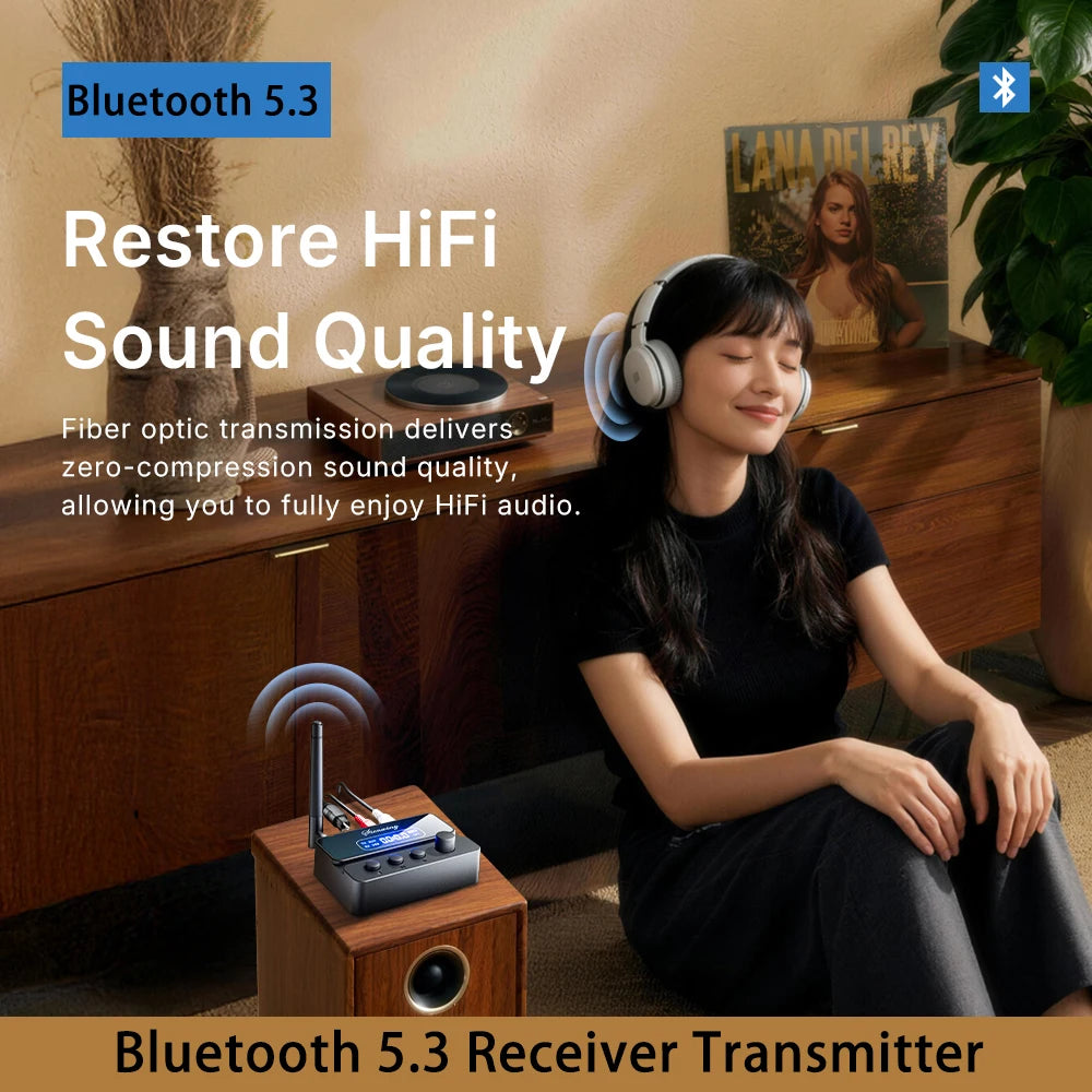 Bluetooth 5.3 Transmitter Receiver HiFi OPT Optical /AUX 3.5mm/RCA/USB/U-Disk 15M Range detail image 2