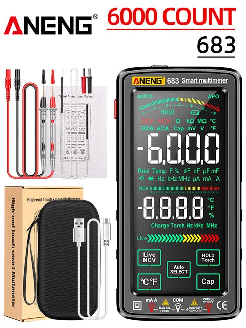 ANENG 683 Smart Multimeter Rechargeable High-end Touch 6000 Counts Multimetro Test Multitester AC/DC Voltage Tester Current Tool